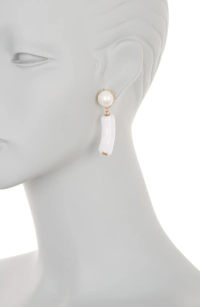 Shop Nakamol Chicago Acrylic & Imitation Pearl Drop Earrings In White