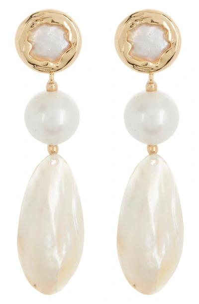 Shop Nakamol Chicago Mother-of-pearl & Imitation Pearl Drop Earrings In White