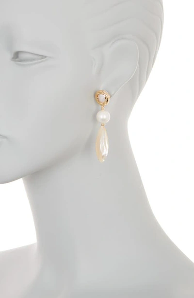 Shop Nakamol Chicago Mother-of-pearl & Imitation Pearl Drop Earrings In White