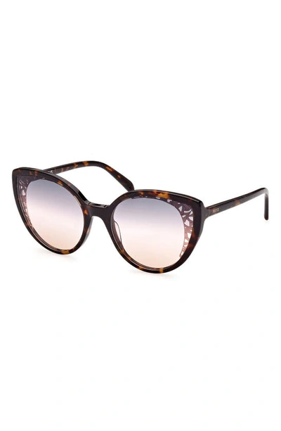 Shop Emilio Pucci 58mm Gradient Cat Eye Sunglasses In Dark Havana / Gradient Smoke