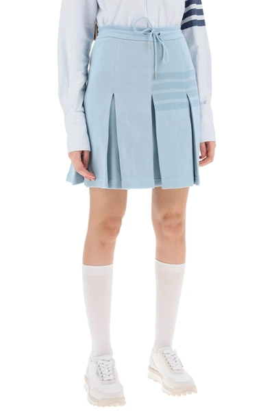 Shop Thom Browne Knitted 4-bar Pleated Skirt Women In Blue