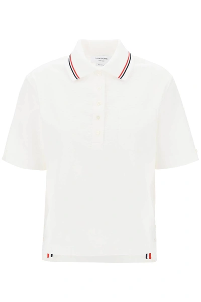 Shop Thom Browne Seersucker Polo Shirt Women In White