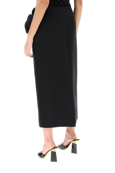 Shop Valentino Garavani Crepe Couture Pencil Skirt With Rose Appliqués Women In Black
