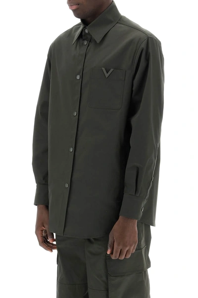 Valentino Snap-up Overshirt In Stretch Nylon In Yellow
