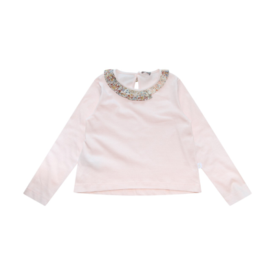 Shop Il Gufo Light Pink Cotton T-shirt In Panna/fragola/oliva
