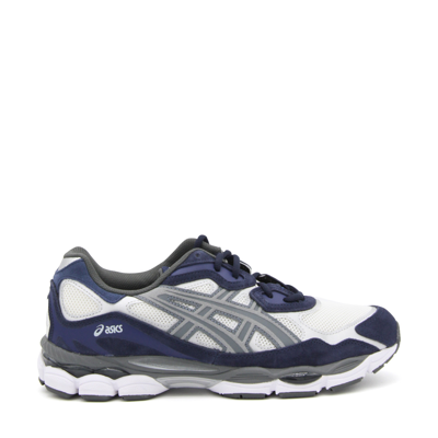 Shop Asics White And Blue Gel-nyc Sneakers In Cream/steel Grey