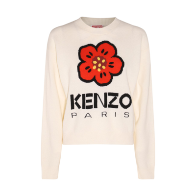 Shop Kenzo Off-white Wool Boke Flower Knitwear In Off White
