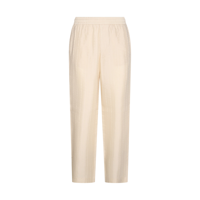 Shop Golden Goose Cream Linen Blend Trousers In Parchment