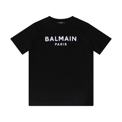 Shop Balmain Black And White Cotton T-shirt In Black/white