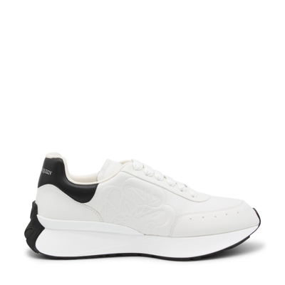 Shop Alexander Mcqueen White And Black Leather Sneakers In White/black