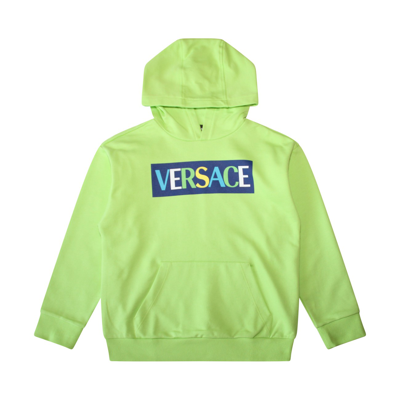 Shop Versace Acid Lime Cotton Sweatshirt In Acid/multicolor
