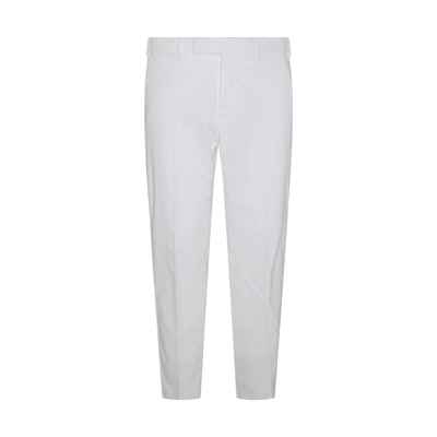 Shop Pt Torino White Cotton Blend Trousers