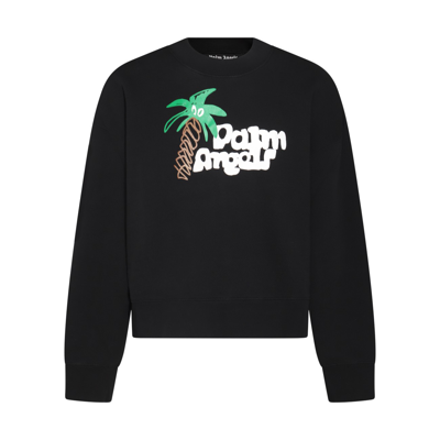 Shop Palm Angels Black Multicolour Cotton Sweatshirt