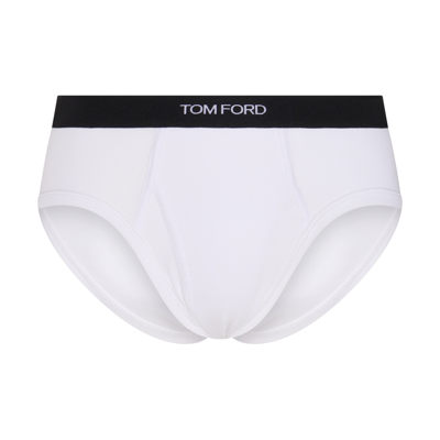 Shop Tom Ford Underwear White And Black Cotton Blend Slip