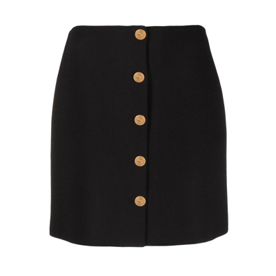 Shop Versace Black Viscose Blend Medusa Skirt