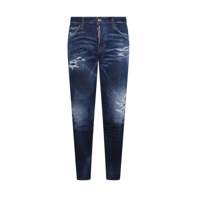 Shop Dsquared2 Navy Blue Denim Jeans