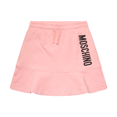 Shop Moschino Pink And Black Cotton Blend Skirt In Sugar Rose