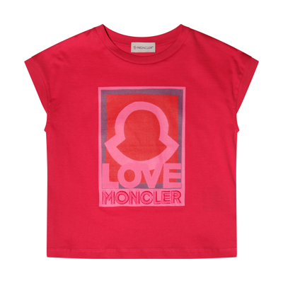 Shop Moncler Red Cotton T-shirt