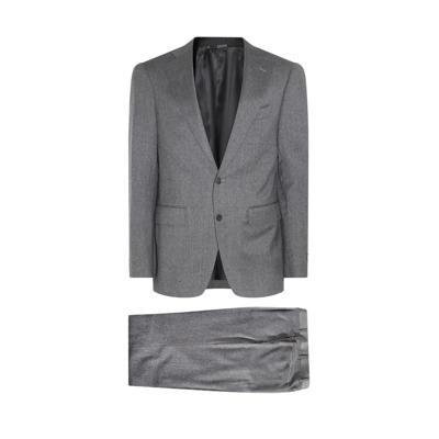 Shop Canali Grey Virgin Wool Two Pieces Suit