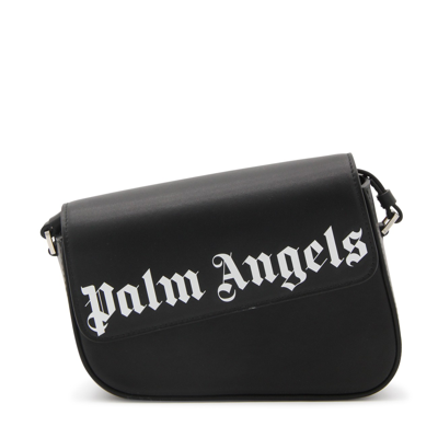 Shop Palm Angels Black And White Leather Crash Shoulder Bag In Black White