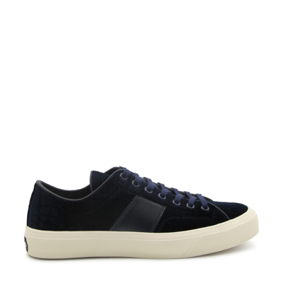 Shop Tom Ford Navy Blue Sneakers