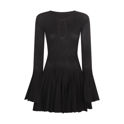 Shop Blumarine Black Wool Dress In Nero