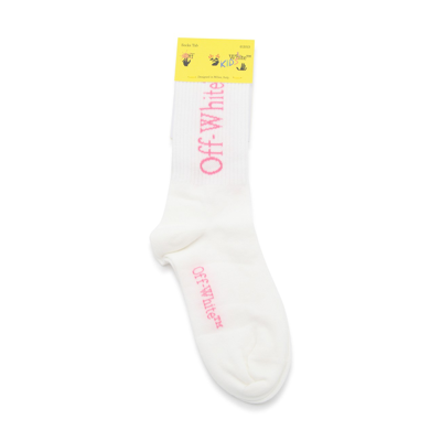 Shop Off-white White And Pink Cotton Diagonal Socks