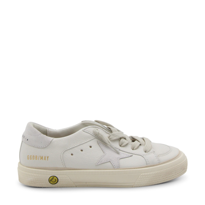 Shop Golden Goose White And Grey Leather May Sneakers
