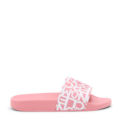 Shop Moncler Pink Rubber Logo Flats