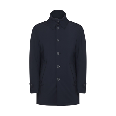 Shop Herno Dark Navy Coat In Blue