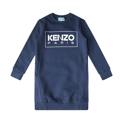 Shop Kenzo Navy Cotton Sweatshirt Dress