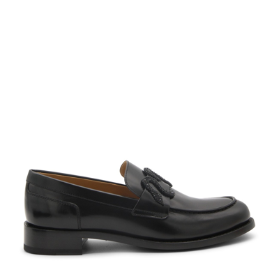 Shop René Caovilla Black Leather Loafers