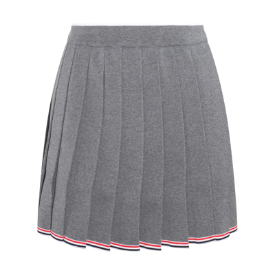 Shop Thom Browne Med Grey Virgin Wool Full Needle Skirt