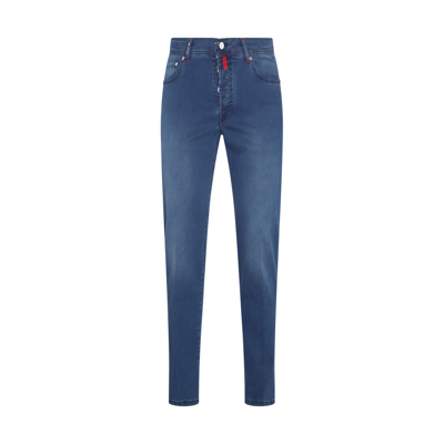 Shop Kiton Mid Blue Denim Skinny Jeans In Lav. Medio