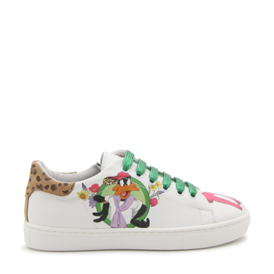 Shop Monnalisa White And Multicolor Sneakers In Panna/multi