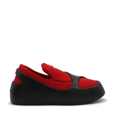 Shop Ferragamo Black And Red Lunar Sneakers In Black-red