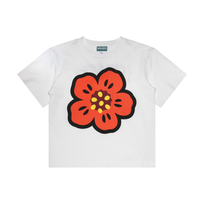 Shop Kenzo Ivory Cotton Boke Flower T-shirt