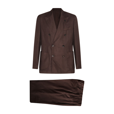 Shop Lardini Brown Cashmere And Wool Blend Two Pieces Suit