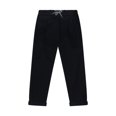 Shop Brunello Cucinelli Navy Cotton Track Pants