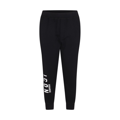 Shop Dsquared2 Black Cotton Icon Track Pants In Black-white