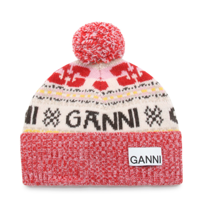 Shop Ganni Multicolour Wool Blend Beanie In Multicolor