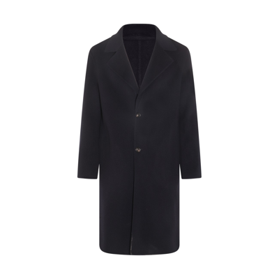 Shop Lardini Navy Wool And Cashmere Blend Coat