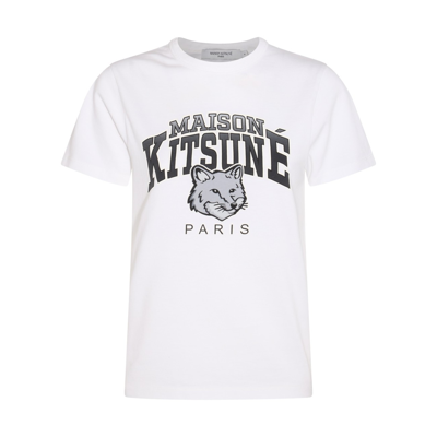 Shop Maison Kitsuné White Cotton Campus Fox T-shirt