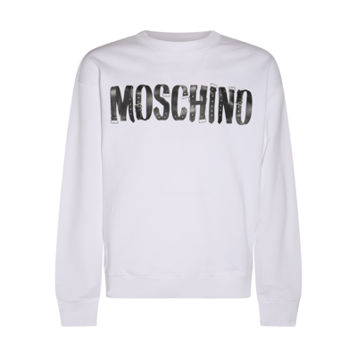 Shop Moschino White Cotton Logo Sweatshirt