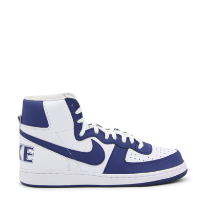 Shop Comme Des Garcons Homme Plus X Nike White And Blue Leather Sneakers In Navy