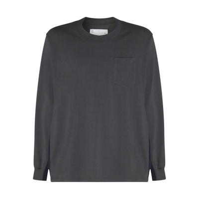 Shop Sacai Gray Cotton Sweater In C/gray