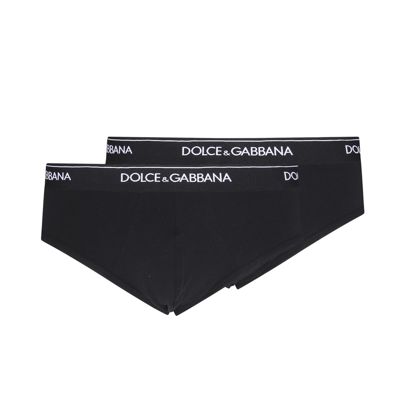 Shop Dolce & Gabbana Black And White Cotton Briefs