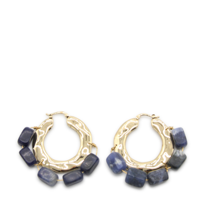 Shop Jil Sander Blue Hoop Earrings In Gold+blue