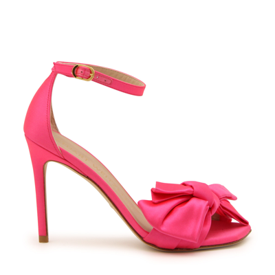 Shop Stuart Weitzman Hot Pink Satin Loveknot Sandals