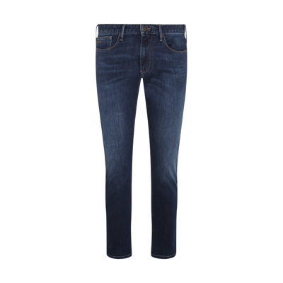 Shop Emporio Armani Blue Cotton Jeans In Denim Blu Md